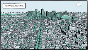 Panel from Graphic Novel by Josh Neufeld, exploring the experience after the hurricane Katrina